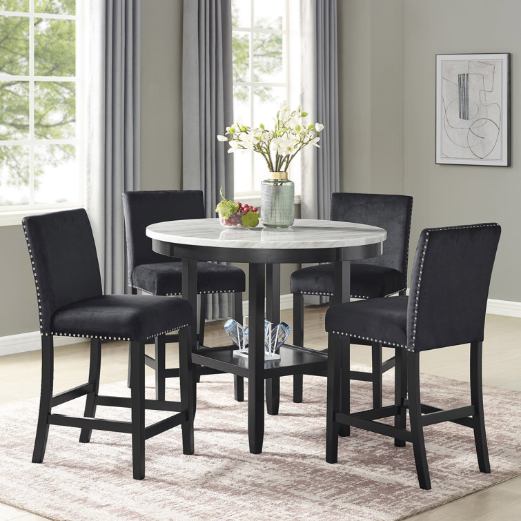 Red Barrel Studio® Transitional 5Pc Round Counter Height Dining Table ...